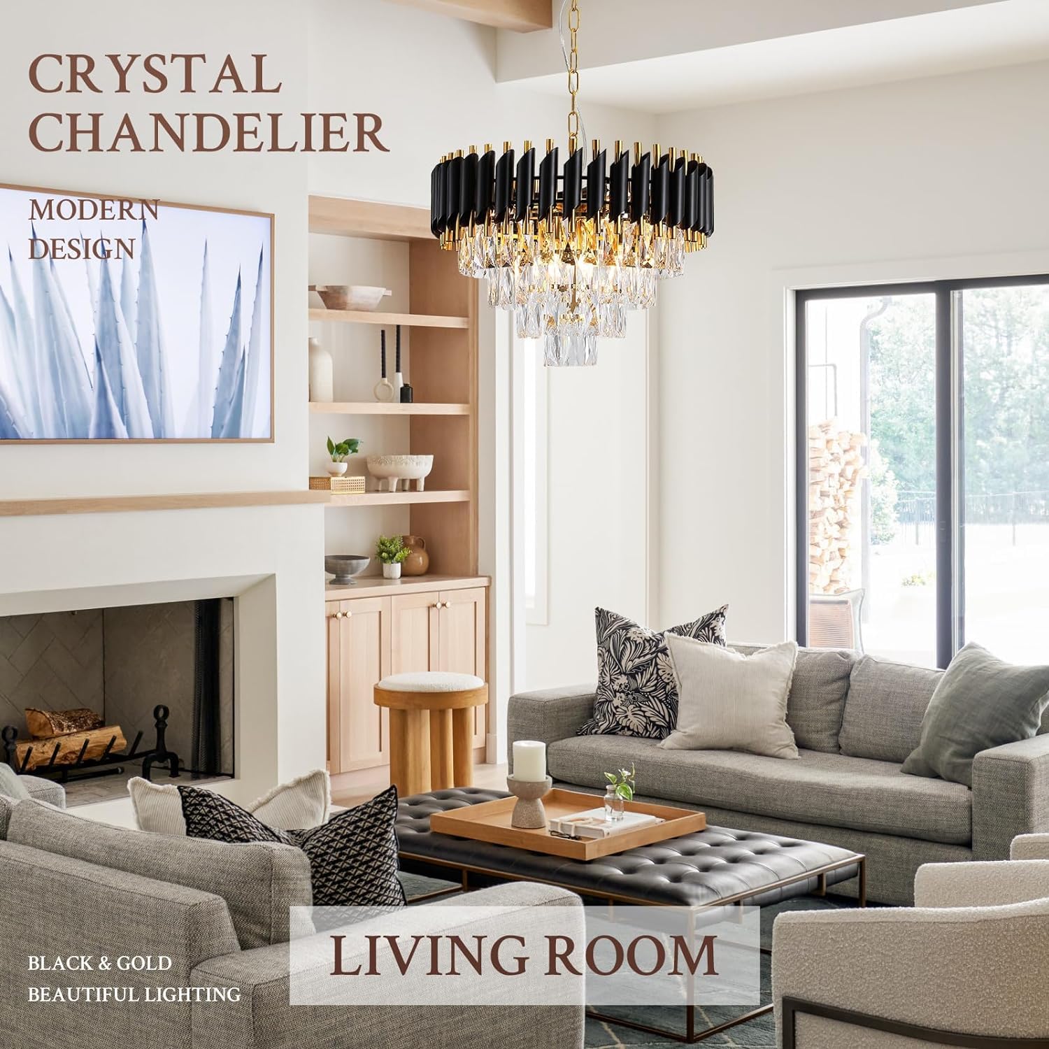 ADWAIT Crystal Chandeliers Black Gold (600mm)